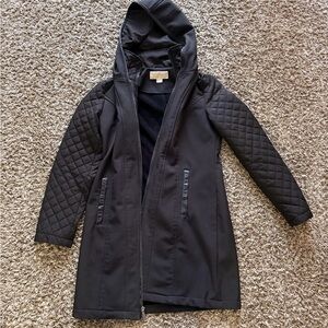 Black Quilted Hooded Coat